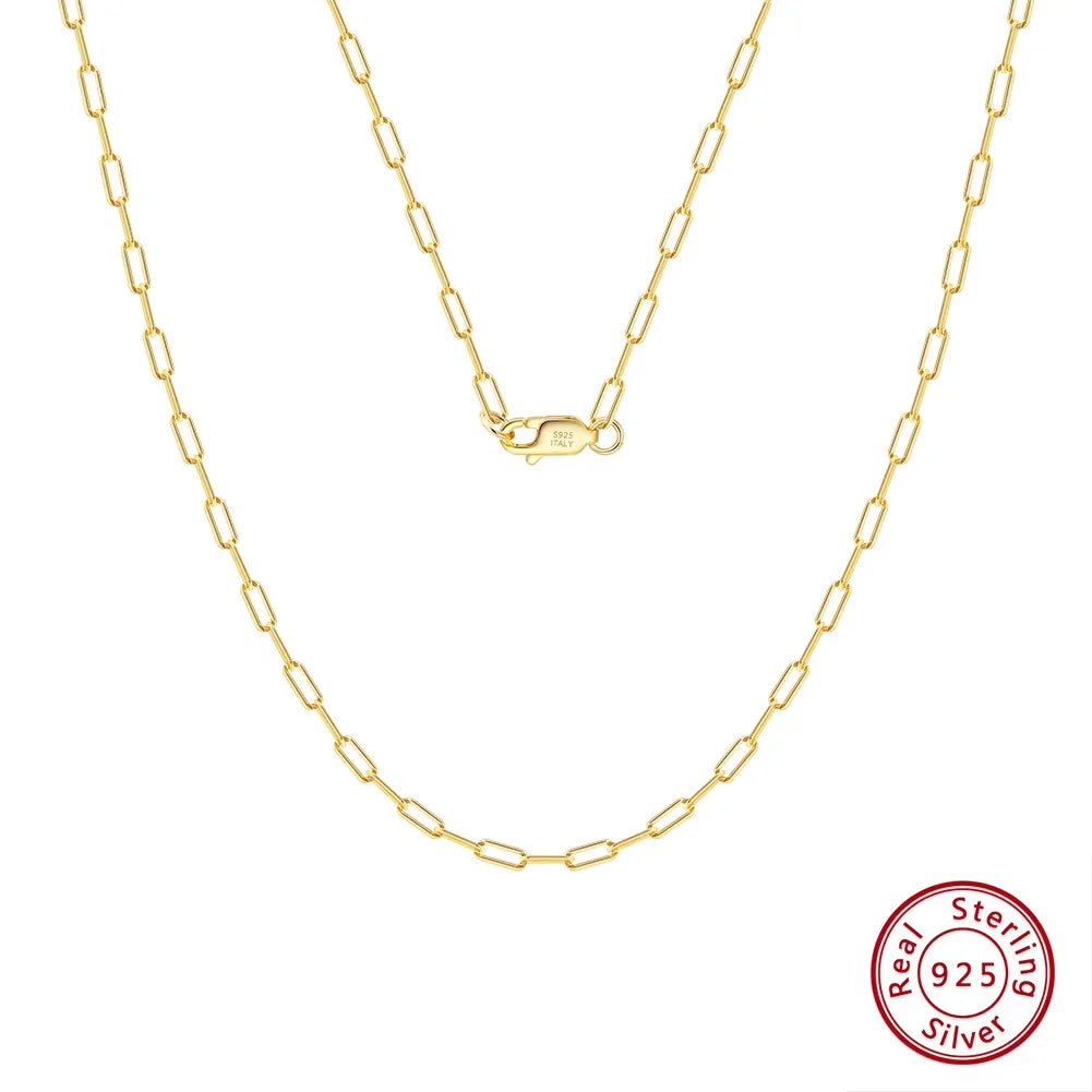 ORSA JEWELS 14K Gold 925 Sterling Silber 1,8 mm Büroklammer Halskette Mode Gliederkette Halsketten für Frauen Zierlicher Schmuck SC39