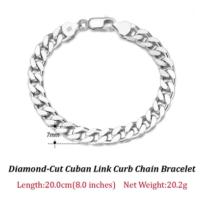 ORSA JEWELS Massives 925er-Sterlingsilber, italienisches 3,6 mm 5 mm 7 mm diamantgeschliffenes kubanisches Gliederkettenarmband für Damen und Herren, 7 Zoll, 8 Zoll, 9 Zoll SB104
