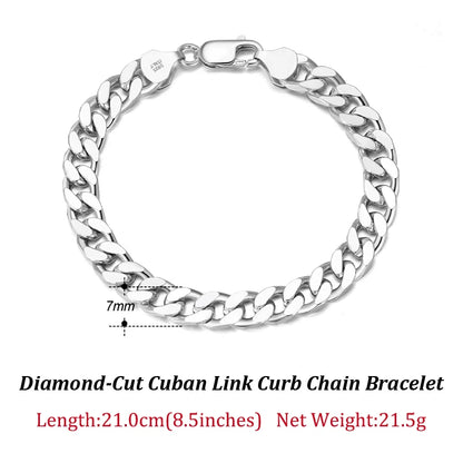ORSA JEWELS Massives 925er-Sterlingsilber, italienisches 3,6 mm 5 mm 7 mm diamantgeschliffenes kubanisches Gliederkettenarmband für Damen und Herren, 7 Zoll, 8 Zoll, 9 Zoll SB104
