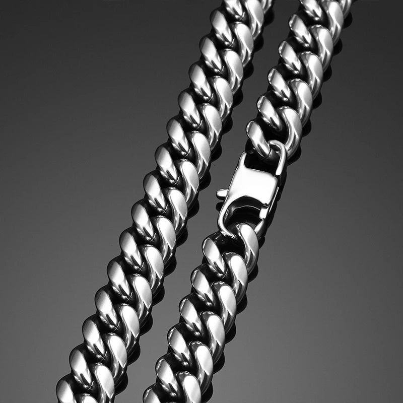ICEOUTBOX männer Cuban Link Kette Edelstahl Halskette Curb Cuban Link Kette Colliers Für männer Hip Hop Schmuck 6/8/10/12mm