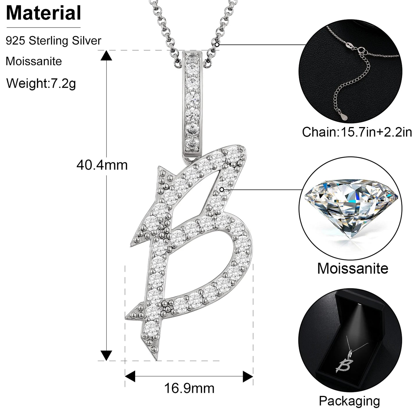 Moissanite A-Z Initial 925 Sterling Silver