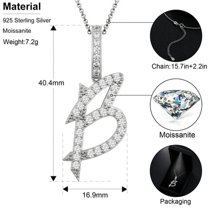Moissanite A-Z Initial 925 Sterling Silver
