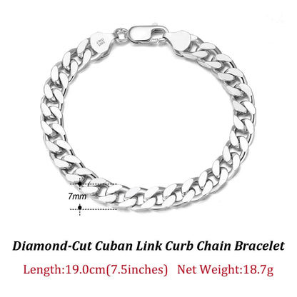 ORSA JEWELS Massives 925er-Sterlingsilber, italienisches 3,6 mm 5 mm 7 mm diamantgeschliffenes kubanisches Gliederkettenarmband für Damen und Herren, 7 Zoll, 8 Zoll, 9 Zoll SB104