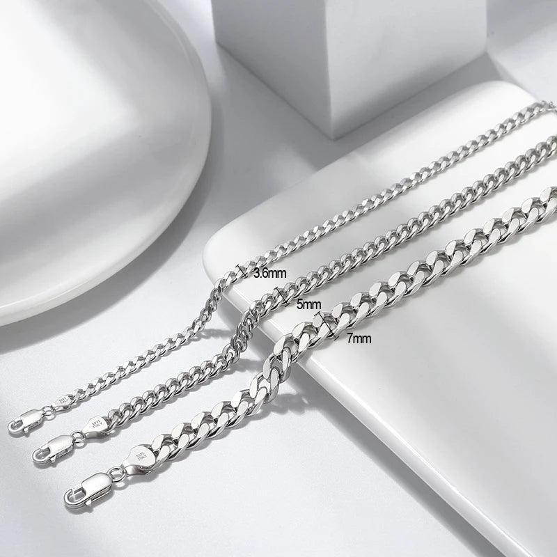 ORSA JEWELS Massives 925er-Sterlingsilber, italienisches 3,6 mm 5 mm 7 mm diamantgeschliffenes kubanisches Gliederkettenarmband für Damen und Herren, 7 Zoll, 8 Zoll, 9 Zoll SB104