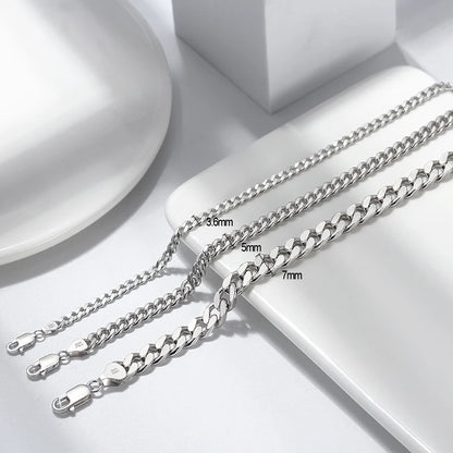 ORSA JEWELS Massives 925er-Sterlingsilber, italienisches 3,6 mm 5 mm 7 mm diamantgeschliffenes kubanisches Gliederkettenarmband für Damen und Herren, 7 Zoll, 8 Zoll, 9 Zoll SB104