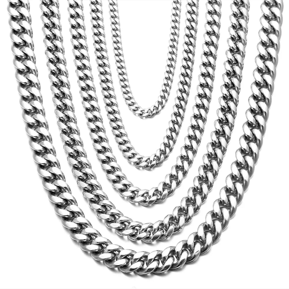 ICEOUTBOX männer Cuban Link Kette Edelstahl Halskette Curb Cuban Link Kette Colliers Für männer Hip Hop Schmuck 6/8/10/12mm
