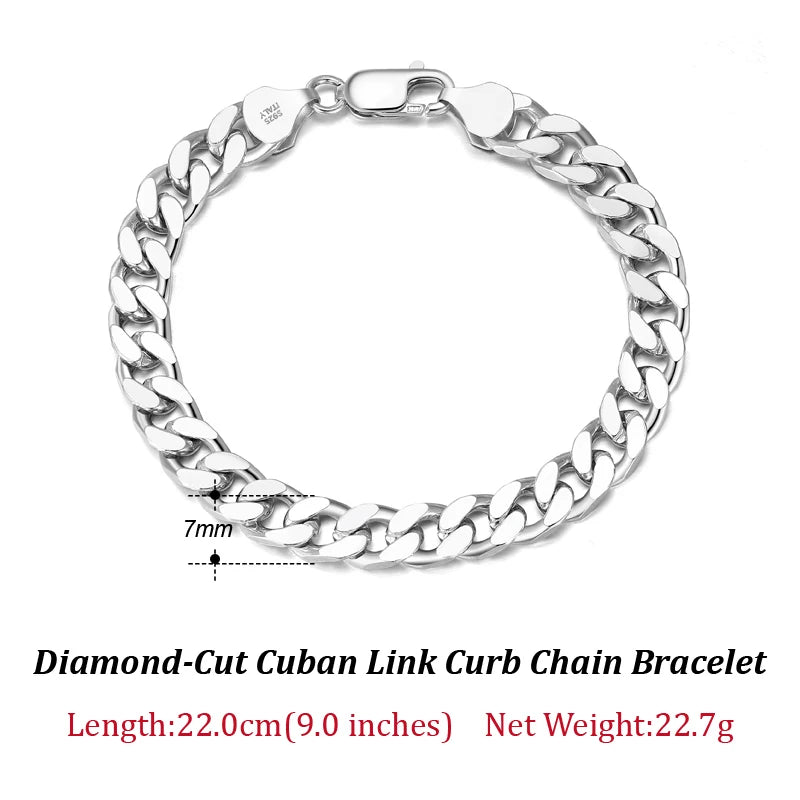 ORSA JEWELS Massives 925er-Sterlingsilber, italienisches 3,6 mm 5 mm 7 mm diamantgeschliffenes kubanisches Gliederkettenarmband für Damen und Herren, 7 Zoll, 8 Zoll, 9 Zoll SB104