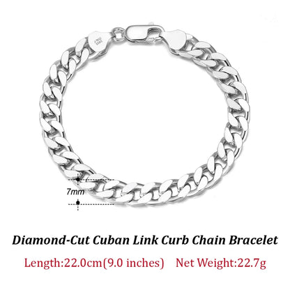 ORSA JEWELS Massives 925er-Sterlingsilber, italienisches 3,6 mm 5 mm 7 mm diamantgeschliffenes kubanisches Gliederkettenarmband für Damen und Herren, 7 Zoll, 8 Zoll, 9 Zoll SB104
