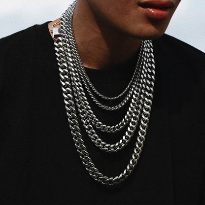 ICEOUTBOX männer Cuban Link Kette Edelstahl Halskette Curb Cuban Link Kette Colliers Für männer Hip Hop Schmuck 6/8/10/12mm