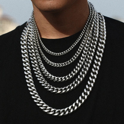 ICEOUTBOX männer Cuban Link Kette Edelstahl Halskette Curb Cuban Link Kette Colliers Für männer Hip Hop Schmuck 6/8/10/12mm