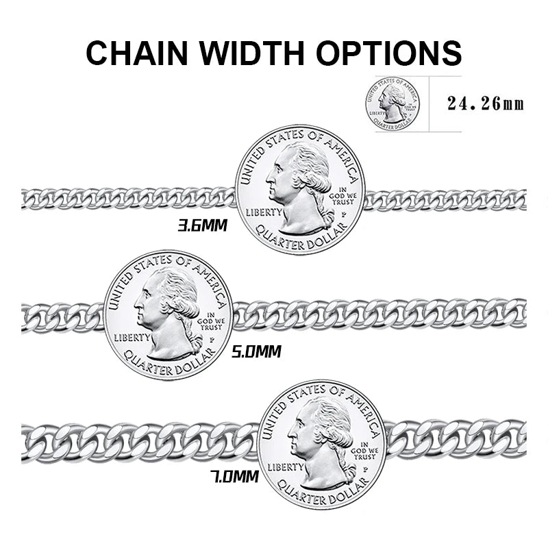 ORSA JEWELS Massives 925er-Sterlingsilber, italienisches 3,6 mm 5 mm 7 mm diamantgeschliffenes kubanisches Gliederkettenarmband für Damen und Herren, 7 Zoll, 8 Zoll, 9 Zoll SB104