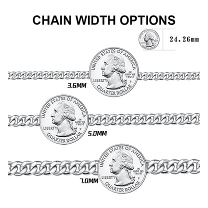 ORSA JEWELS Massives 925er-Sterlingsilber, italienisches 3,6 mm 5 mm 7 mm diamantgeschliffenes kubanisches Gliederkettenarmband für Damen und Herren, 7 Zoll, 8 Zoll, 9 Zoll SB104