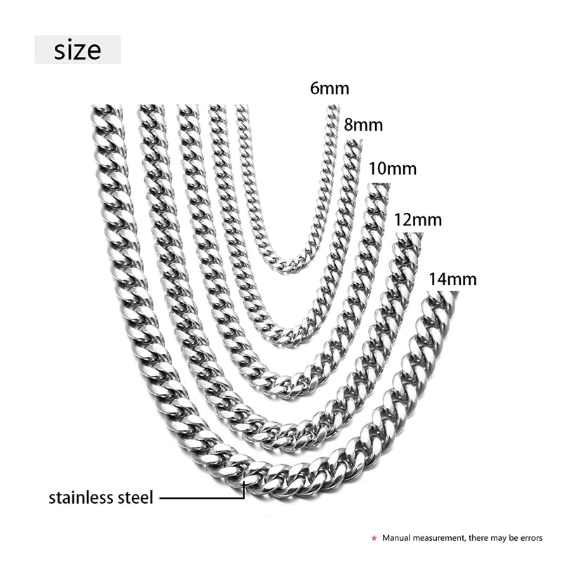 ICEOUTBOX männer Cuban Link Kette Edelstahl Halskette Curb Cuban Link Kette Colliers Für männer Hip Hop Schmuck 6/8/10/12mm