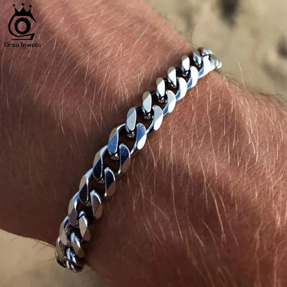 ORSA JEWELS Massives 925er-Sterlingsilber, italienisches 3,6 mm 5 mm 7 mm diamantgeschliffenes kubanisches Gliederkettenarmband für Damen und Herren, 7 Zoll, 8 Zoll, 9 Zoll SB104