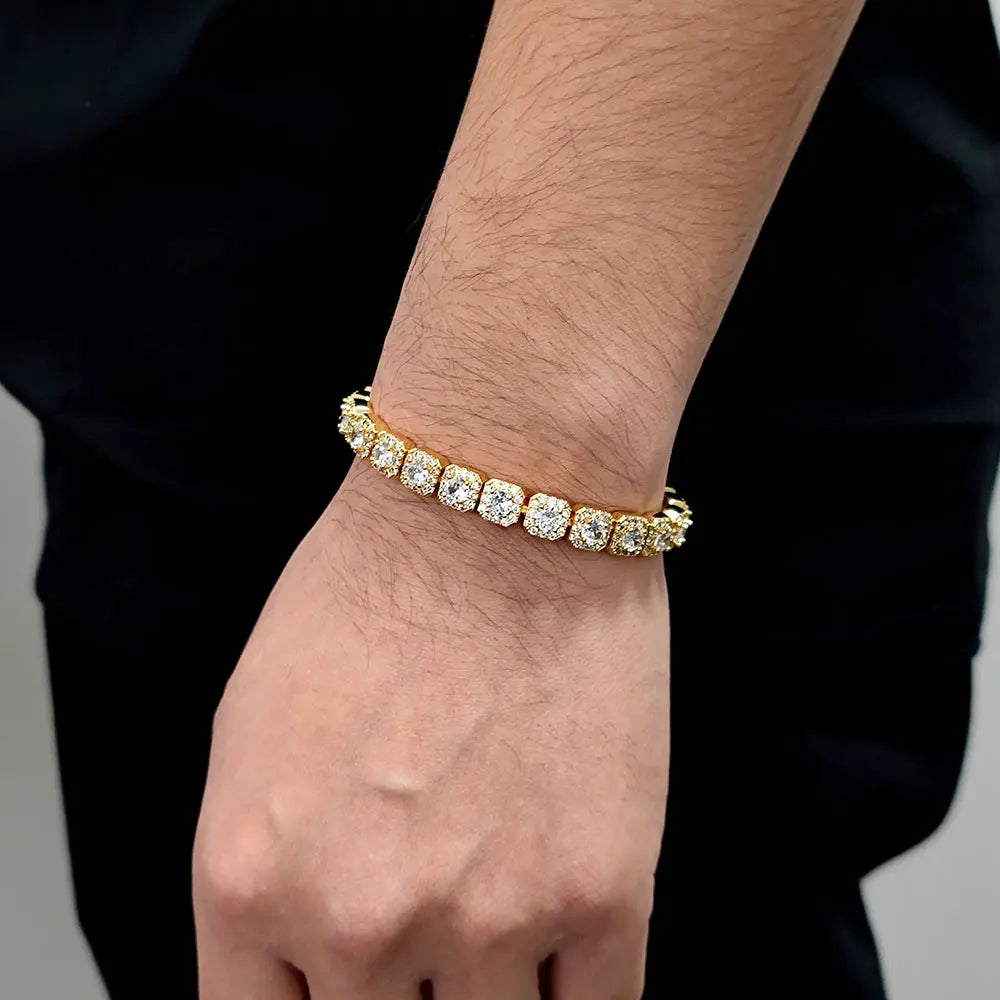 7mm Iced Tennis Chain Armband Bling Zirkon Cluster Diamant 18k vergoldet Armband für Damen Herren Geburtstagsgeschenk Hip Hop Schmuck