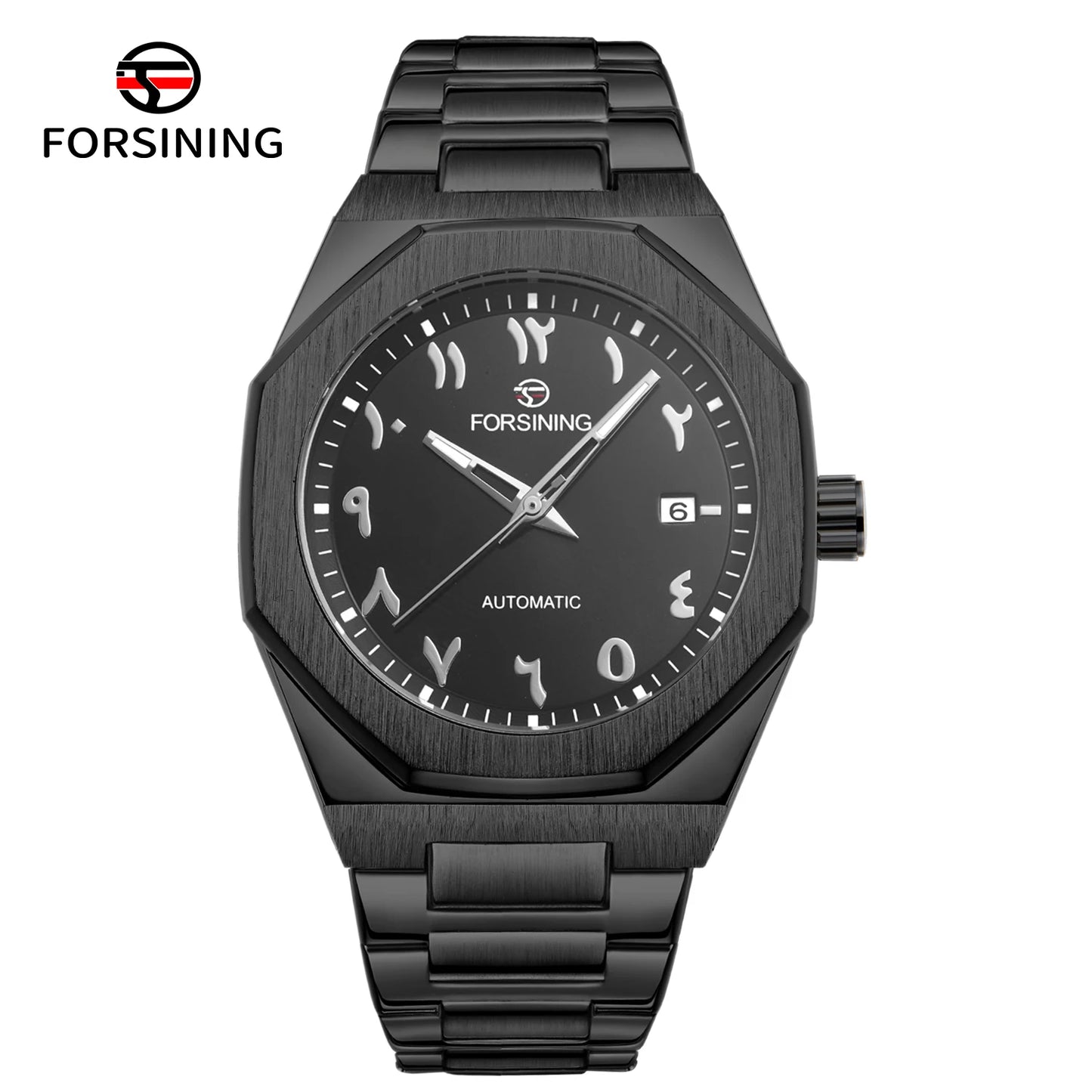 2025 NEW FORSINING Business Men's Watch Arabic Numeral Date Automatic Movement Mechanical Stainless Steel Waterproof Wristwatches