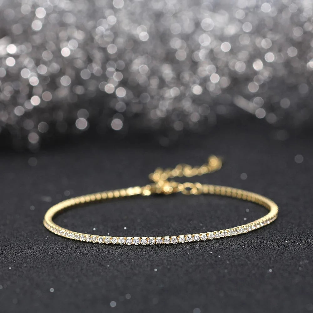 ORSA JEWELS Authentic 925 Sterling Silver Tennis Bracelet, Fashionable Black, Pink, and Blue 4A Zircon Bracelet, Jewelry for Women SB190