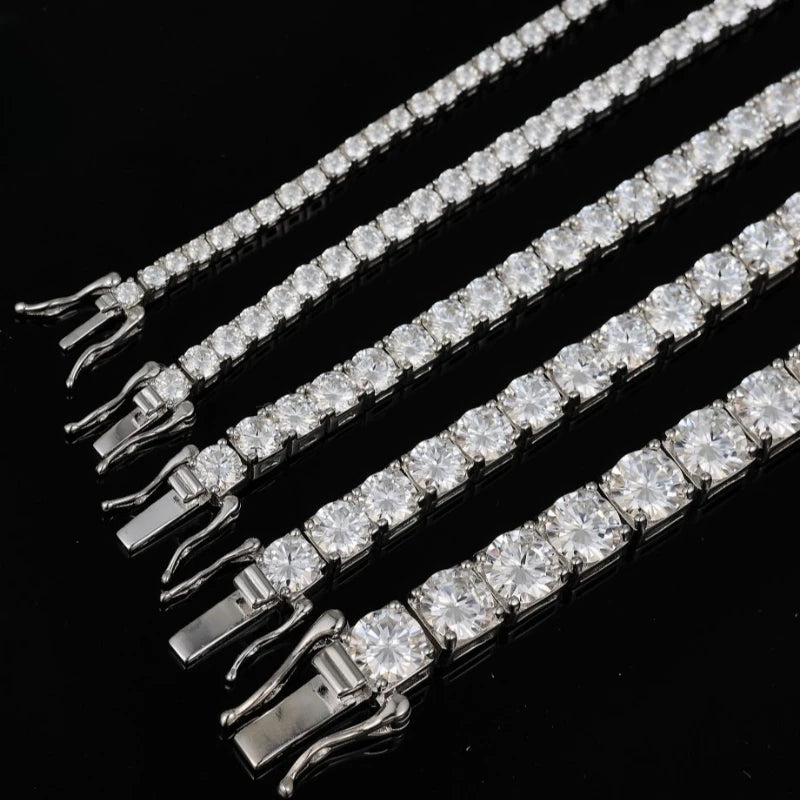 925 Silver Moissanite Bracelet 3mm D VVS1 Diamond