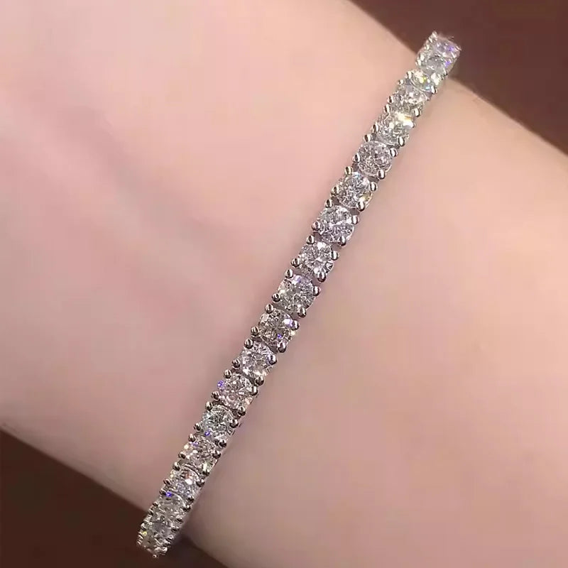 Moissanit-Tennischain 3MM-7MM aus 925 Sterling Silber,