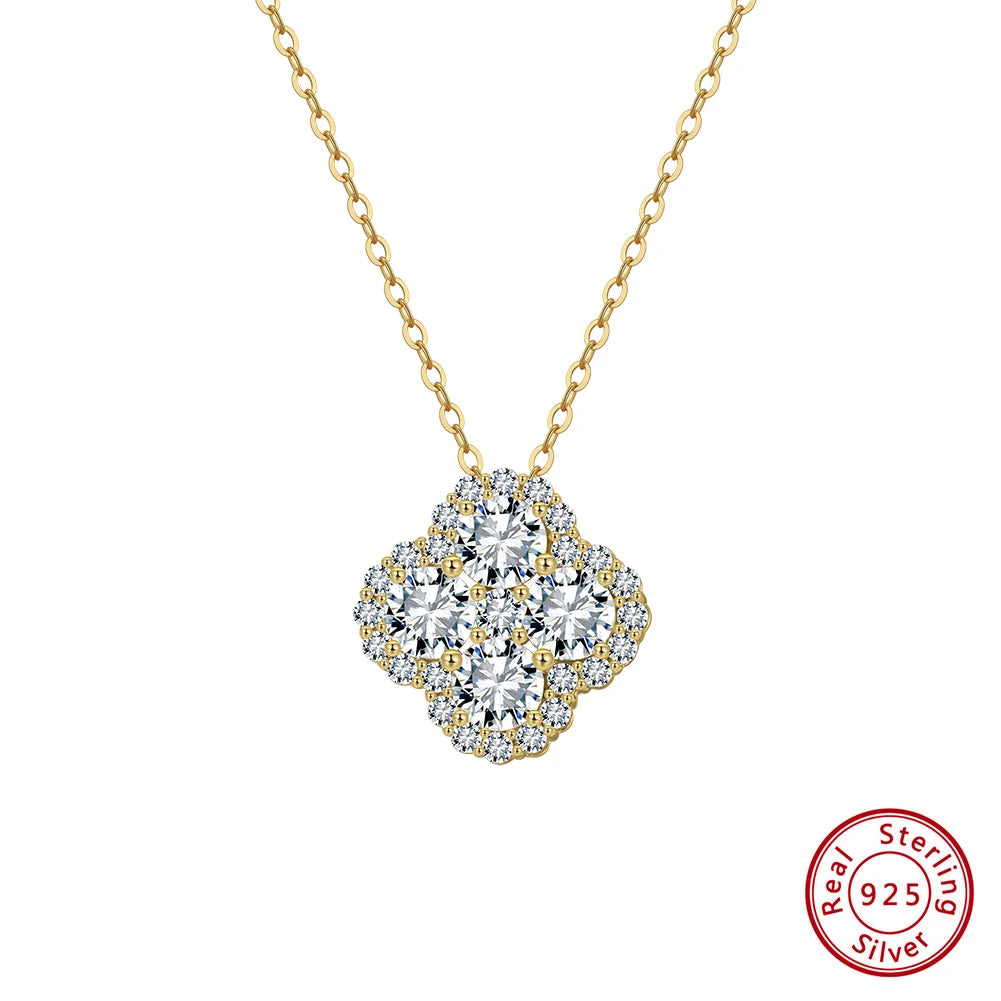 ORSA JEWELS Exquisite Four-Leaf Clover 925 Sterling Silver 8A Premium Cubic Zirconia Pendant Necklace for Women, Wedding Jewelry LZN28