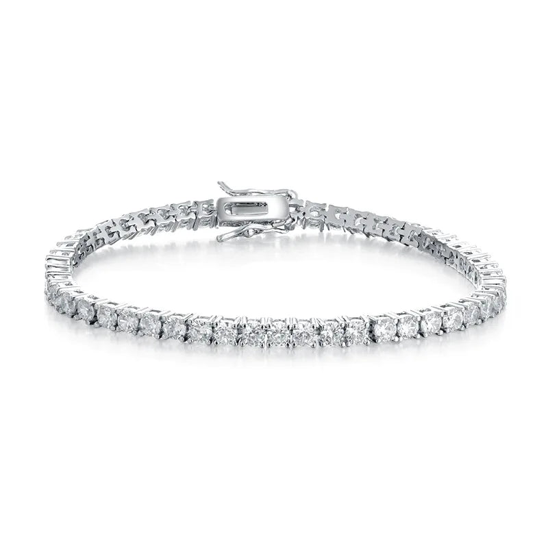 925 Silver Moissanite Bracelet 3mm D VVS1 Diamond