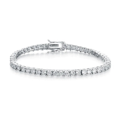 925 Silver Moissanite Bracelet 3mm D VVS1 Diamond