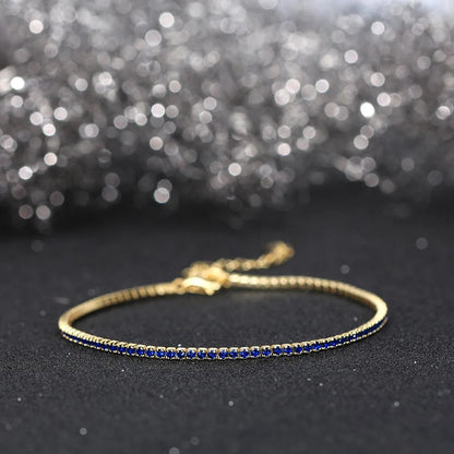 ORSA JEWELS Authentic 925 Sterling Silver Tennis Bracelet, Fashionable Black, Pink, and Blue 4A Zircon Bracelet, Jewelry for Women SB190