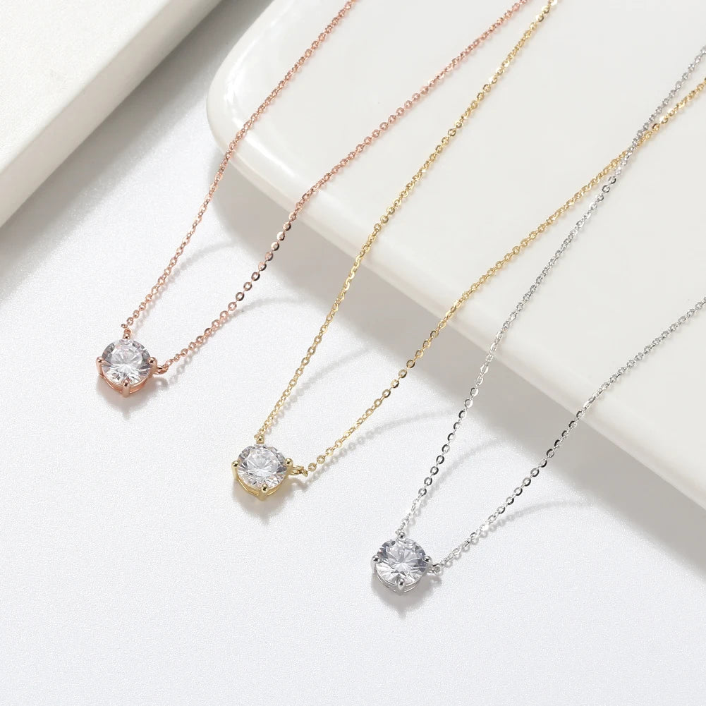 ORSA JEWELS Luxury 925 Silver Shiny Zirconia Pendant Necklace For Women Mom Elegance Wedding Party Necklace Jewelry SN300