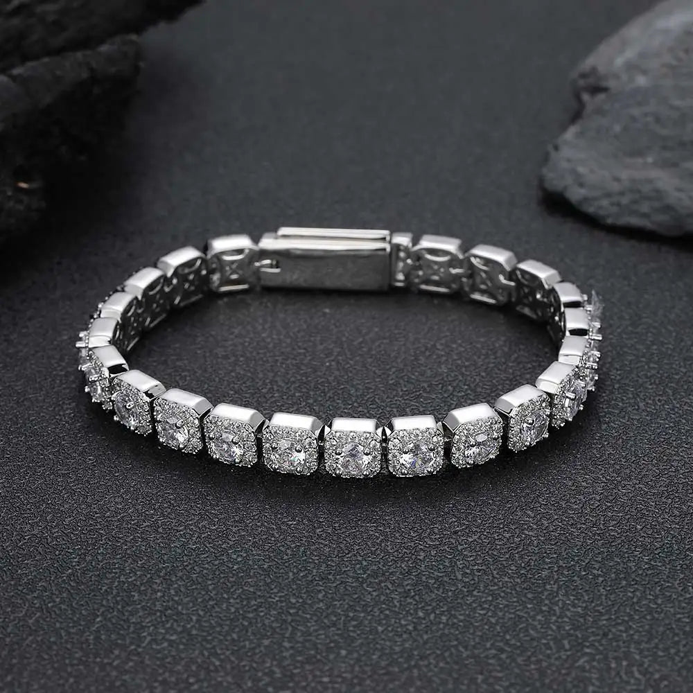 7mm Iced Tennis Chain Armband Bling Zirkon Cluster Diamant 18k vergoldet Armband für Damen Herren Geburtstagsgeschenk Hip Hop Schmuck