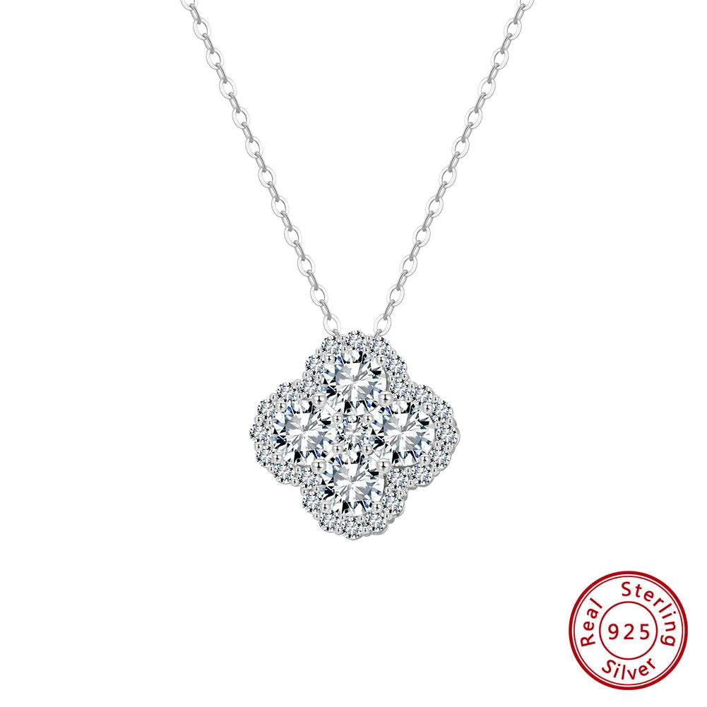 ORSA JEWELS Exquisite Four-Leaf Clover 925 Sterling Silver 8A Premium Cubic Zirconia Pendant Necklace for Women, Wedding Jewelry LZN28