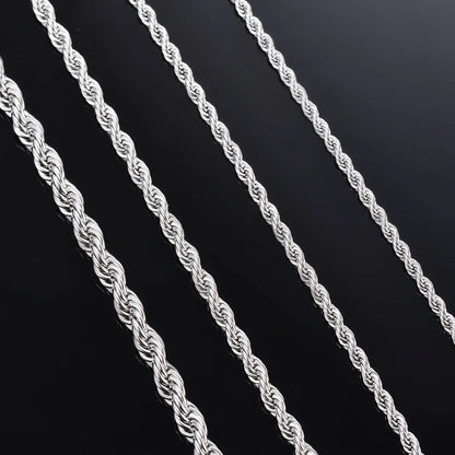 1 Stück 925 Sterling Silber Breite 2/3/4 mm Seilkette Halskette/Armband für Männer Frauen Männer Mode Kette Halskette