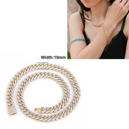 Iced Out 10-20mm Men's Miami Cuban Link Necklace Hip Hop CZ Zirconia Bling Prong Cuban Chain