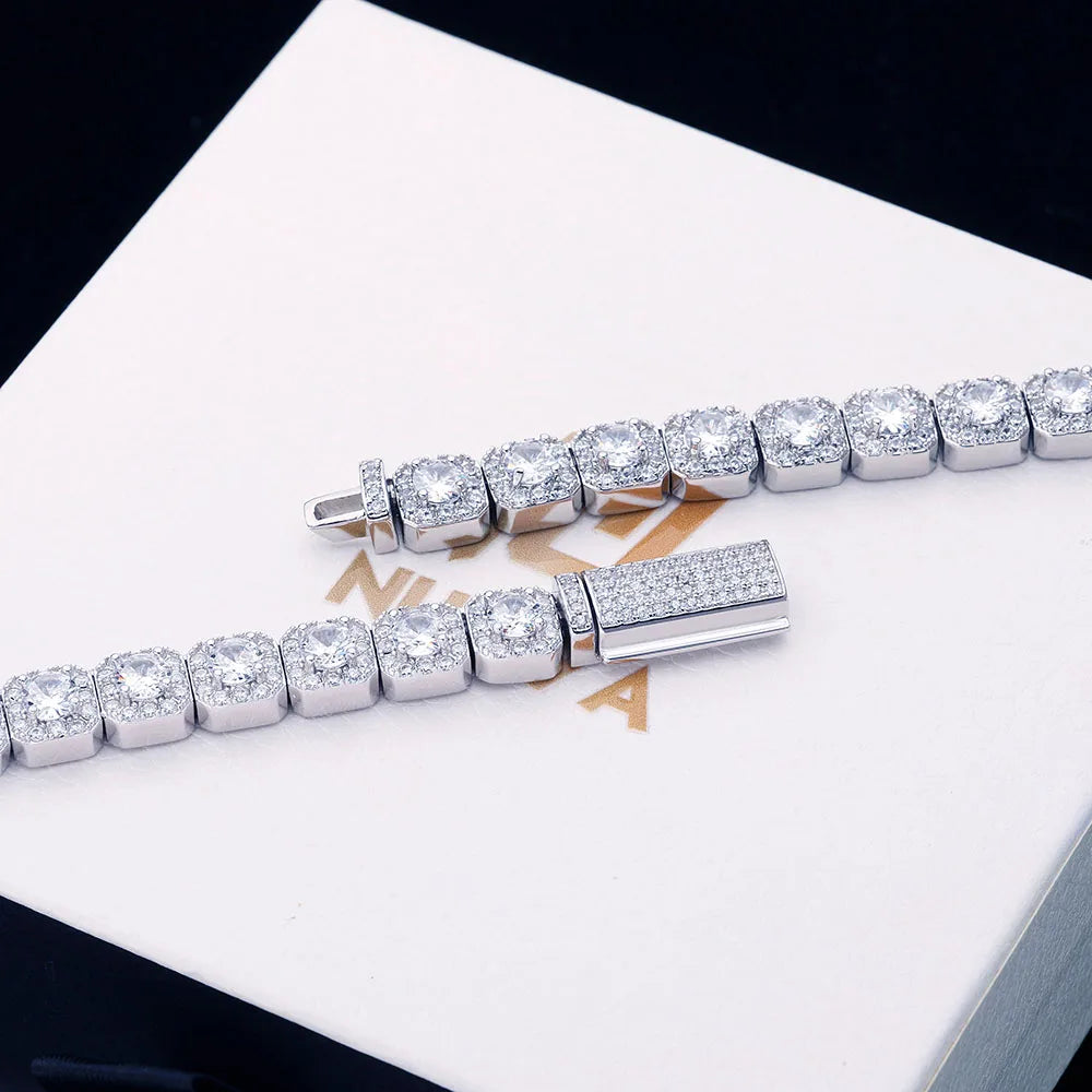 7mm Iced Tennis Chain Armband Bling Zirkon Cluster Diamant 18k vergoldet Armband für Damen Herren Geburtstagsgeschenk Hip Hop Schmuck