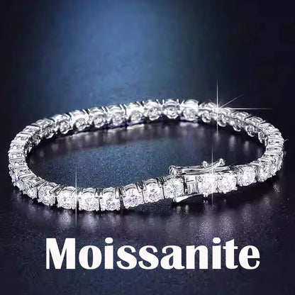 Moissanit-Tennischain 3MM-7MM aus 925 Sterling Silber,