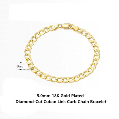 Rinntin 18 Karat Gold über 925er Sterlingsilber, 3 mm, italienisches kubanisches Kettenarmband für Damen und Herren, trendiges Silberarmband, Schmuck SB123