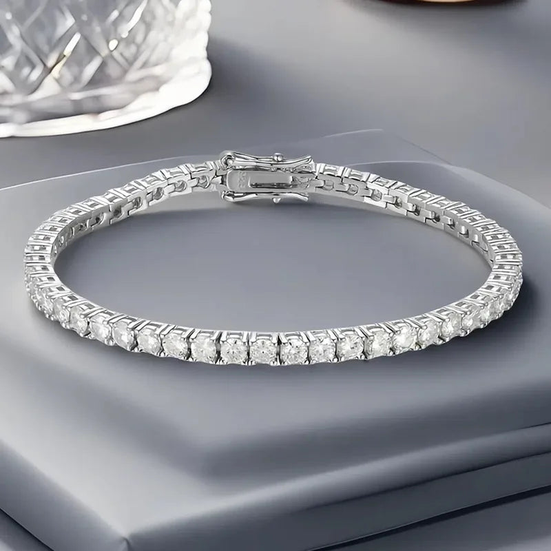 925 Silver Moissanite Bracelet 3mm D VVS1 Diamond