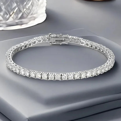 925 Silver Moissanite Bracelet 3mm D VVS1 Diamond