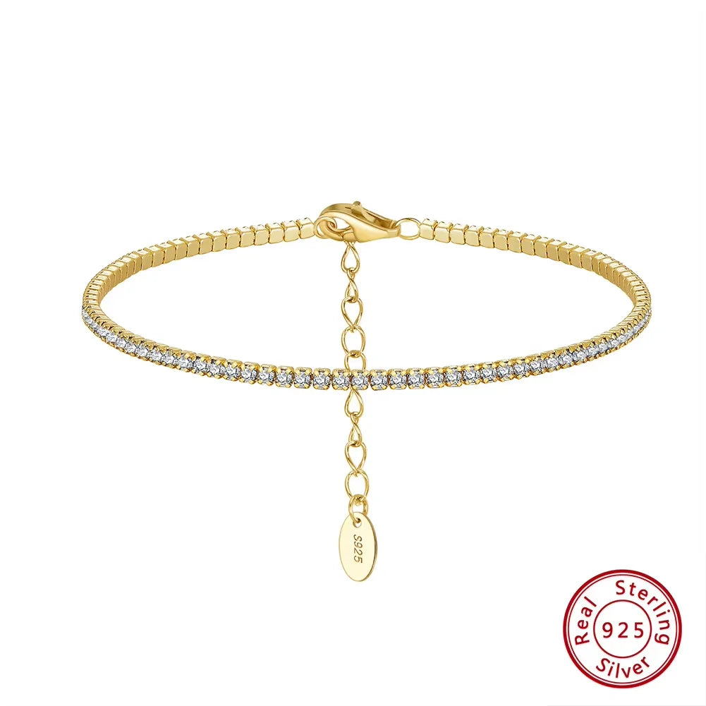 ORSA JEWELS Authentic 925 Sterling Silver Tennis Bracelet, Fashionable Black, Pink, and Blue 4A Zircon Bracelet, Jewelry for Women SB190