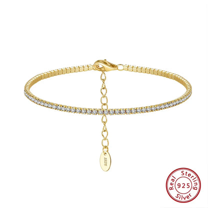 ORSA JEWELS Authentic 925 Sterling Silver Tennis Bracelet, Fashionable Black, Pink, and Blue 4A Zircon Bracelet, Jewelry for Women SB190