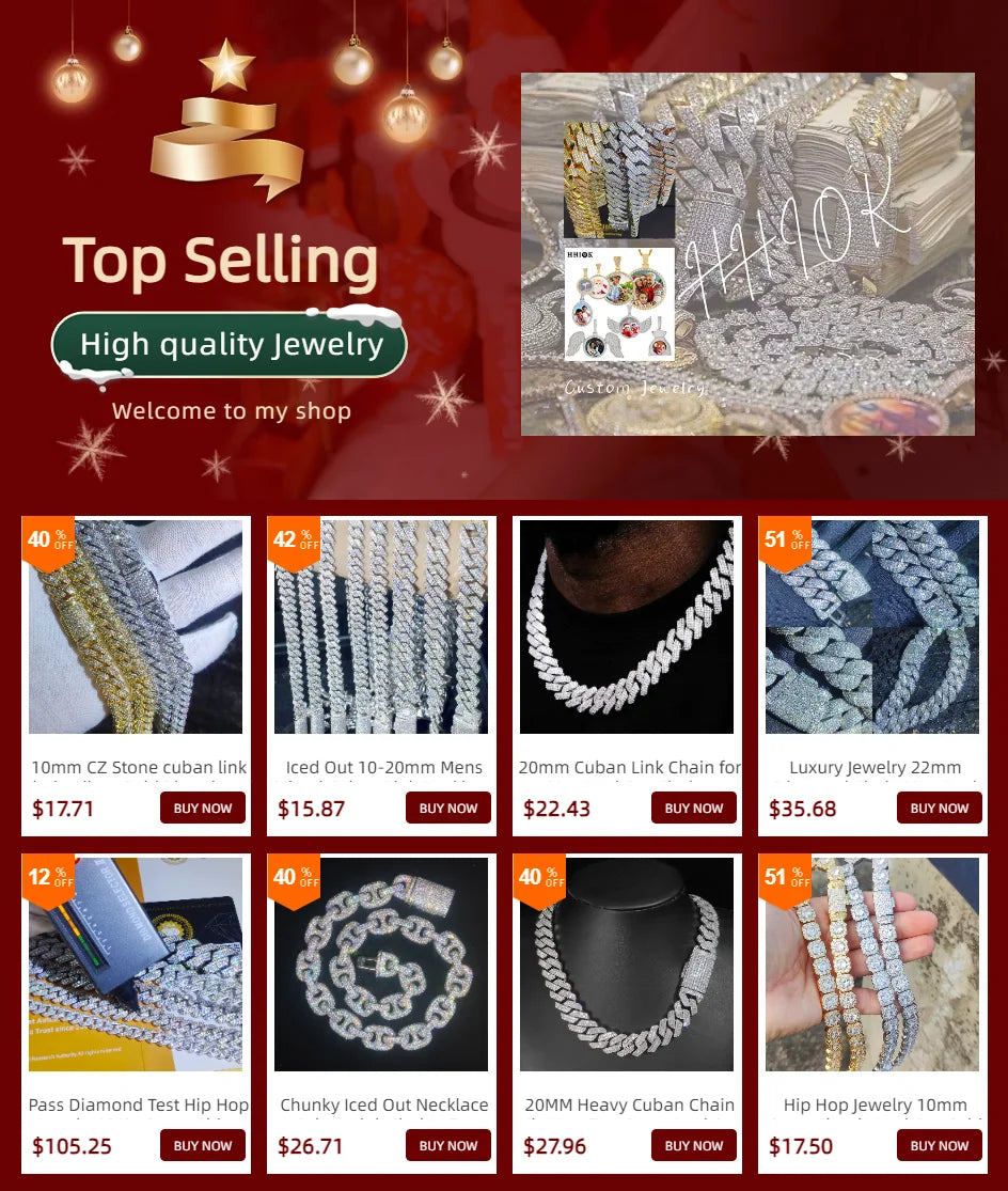 Iced Out 10-20mm Men's Miami Cuban Link Necklace Hip Hop CZ Zirconia Bling Prong Cuban Chain