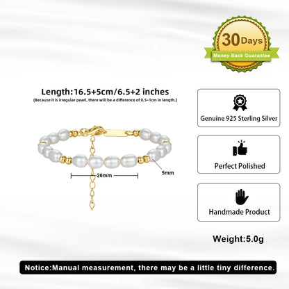 Orsa Jewels Elegant 14 Karat Gold Pearl Bracelet 925 Sterling Silver Freshwater Pearl Chain Bracelets for Women Party Jewelry gpb36
