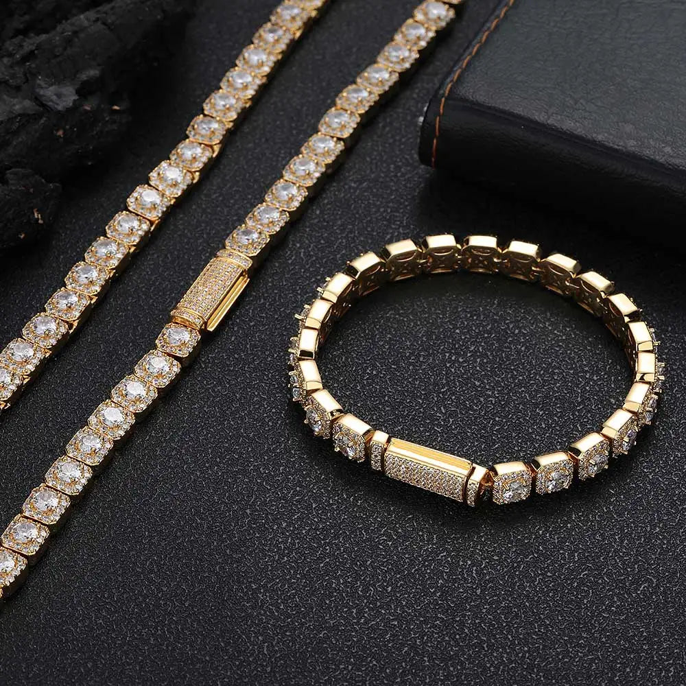 7mm Iced Tennis Chain Armband Bling Zirkon Cluster Diamant 18k vergoldet Armband für Damen Herren Geburtstagsgeschenk Hip Hop Schmuck