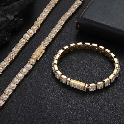 7mm Iced Tennis Chain Armband Bling Zirkon Cluster Diamant 18k vergoldet Armband für Damen Herren Geburtstagsgeschenk Hip Hop Schmuck