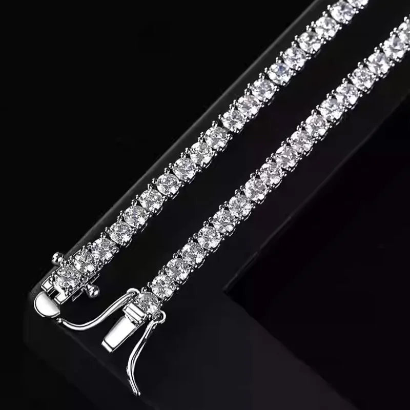 Moissanit-Tennischain 3MM-7MM aus 925 Sterling Silber,