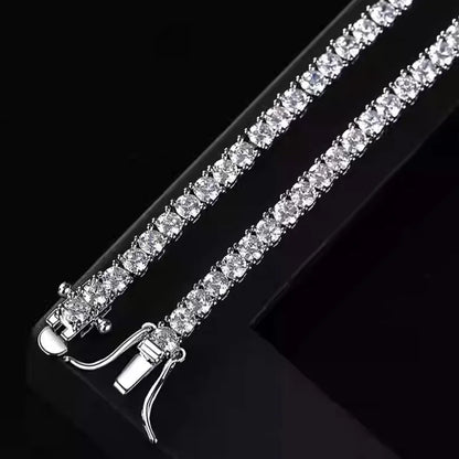 Moissanit-Tennischain 3MM-7MM aus 925 Sterling Silber,