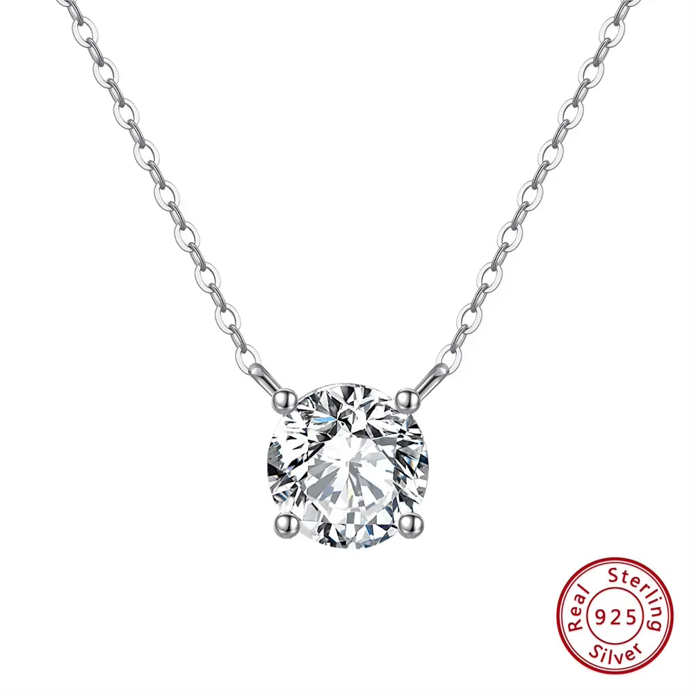 ORSA JEWELS Luxury 925 Silver Shiny Zirconia Pendant Necklace For Women Mom Elegance Wedding Party Necklace Jewelry SN300