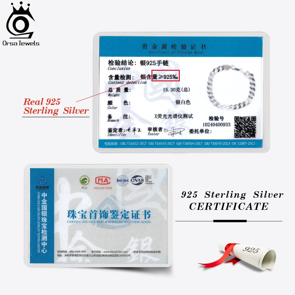 ORSA JEWELS Massives 925er-Sterlingsilber, italienisches 3,6 mm 5 mm 7 mm diamantgeschliffenes kubanisches Gliederkettenarmband für Damen und Herren, 7 Zoll, 8 Zoll, 9 Zoll SB104