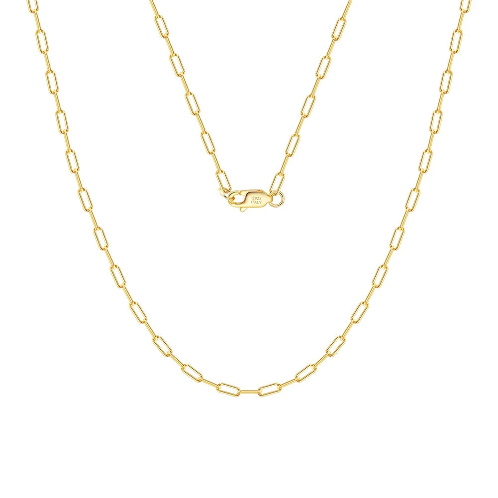 ORSA JEWELS 14K Gold 925 Sterling Silber 1,8 mm Büroklammer Halskette Mode Gliederkette Halsketten für Frauen Zierlicher Schmuck SC39
