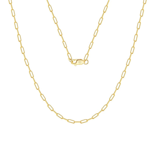 ORSA JEWELS 14K Gold 925 Sterling Silber 1,8 mm Büroklammer Halskette Mode Gliederkette Halsketten für Frauen Zierlicher Schmuck SC39