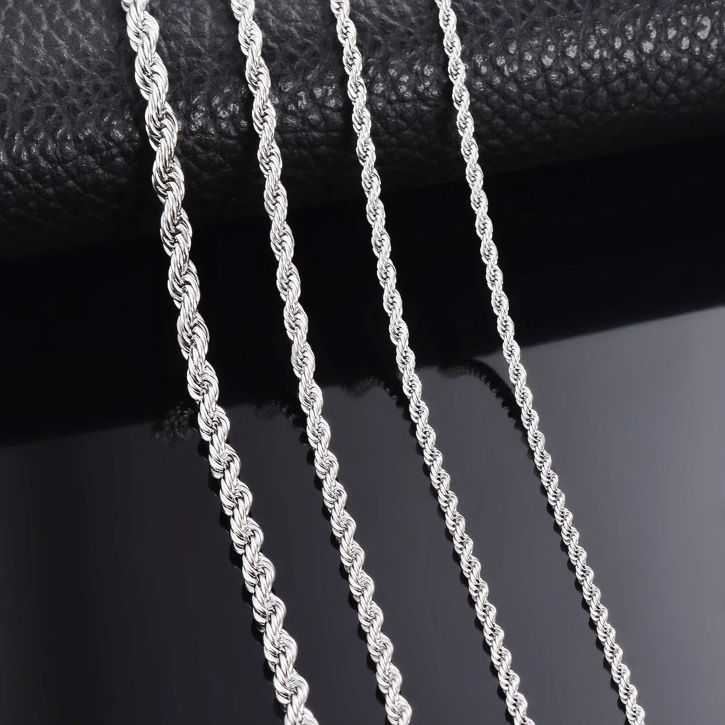 1 Stück 925 Sterling Silber Breite 2/3/4 mm Seilkette Halskette/Armband für Männer Frauen Männer Mode Kette Halskette